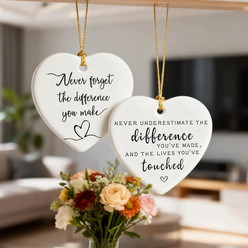 Jocidea Never Underestimate the Difference You’ve Made, and the Lives You’ve Touched - Appreciation, Farewell, Going Away, Goodbye, Leaving & Retirement Gifts for Coworker, Employee | Heart Christmas Ornament - Image 4